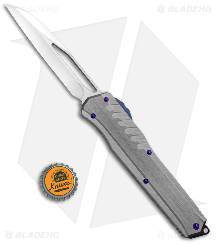 Marfione Custom Cypher MK7 OTF Knife Battleship Gray w/Purple Ti (4" Mirror)