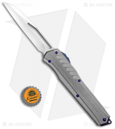 Marfione Custom Cypher MK7 OTF Knife Battleship Gray w/Purple Ti (4" Mirror)