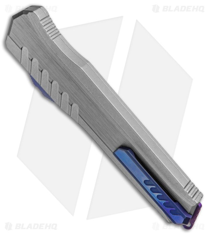 Marfione Custom Cypher MK7 OTF Knife Battleship Gray w/Purple Ti (4" Mirror)
