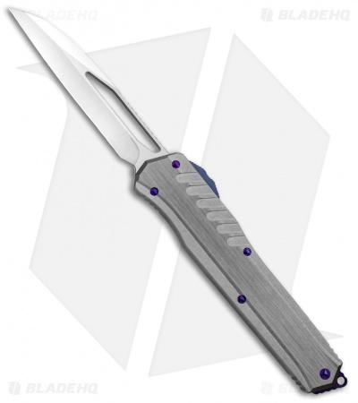 Marfione Custom Cypher MK7 OTF Knife Battleship Gray w/Purple Ti (4" Mirror)