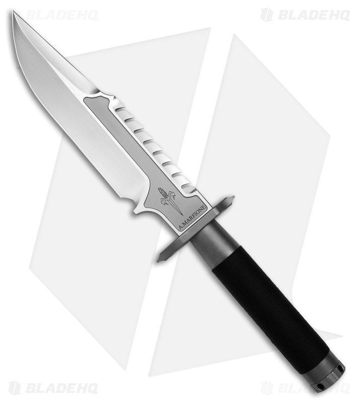 Marfione Custom Knives Interceptor Fixed Blade Knife Black Cord (7.875" Satin)