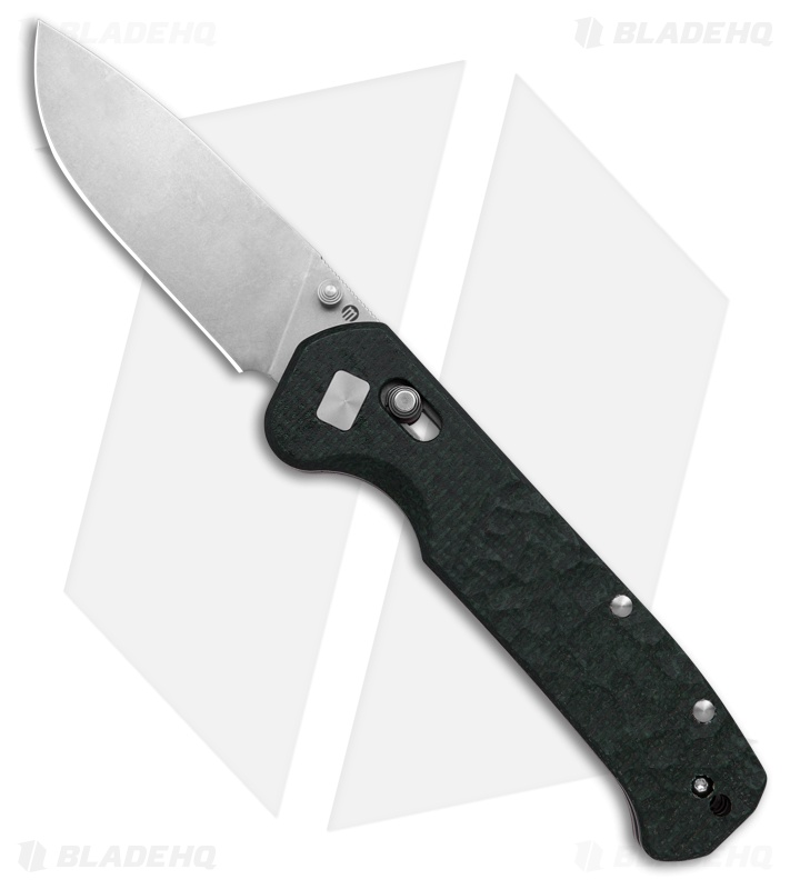 Maserin Frontier Crossbar Lock Green Sculpted Micarta (3.25" Stonewash)