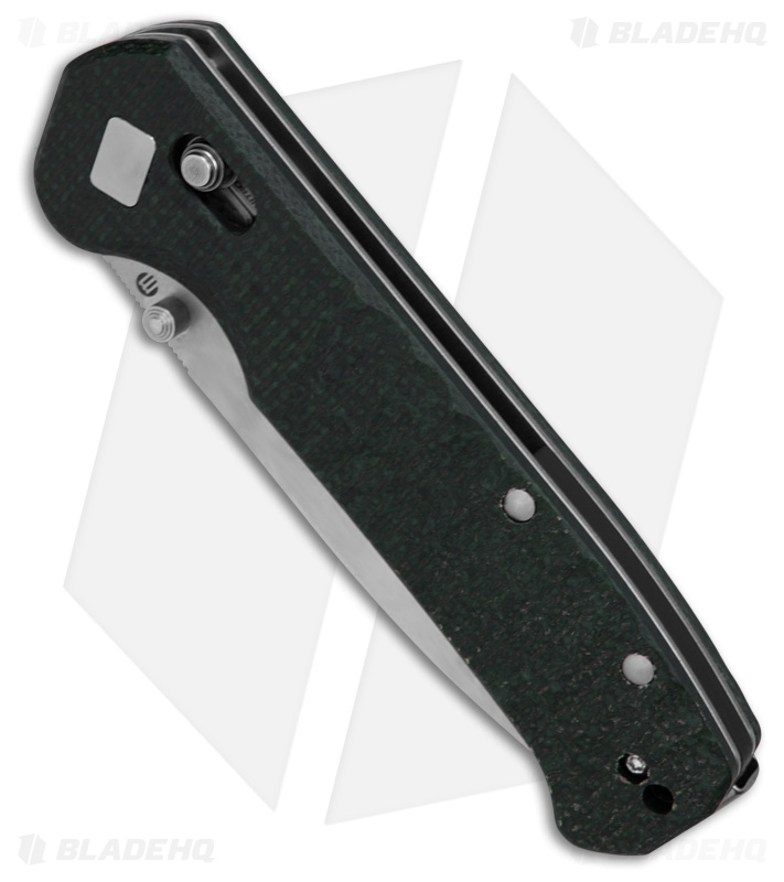 Maserin Frontier Crossbar Lock Green Sculpted Micarta (3.25" Stonewash)