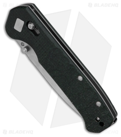 Maserin Frontier Crossbar Lock Green Sculpted Micarta (3.25" Stonewash)