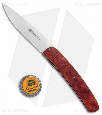 Maserin Gourmet | Liner Lock Knife | Red Burl Wood/Satin