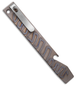 Maverick Customs 5" Ti Pocket Pry Bar Tool Bottle Opener - Snake Torched