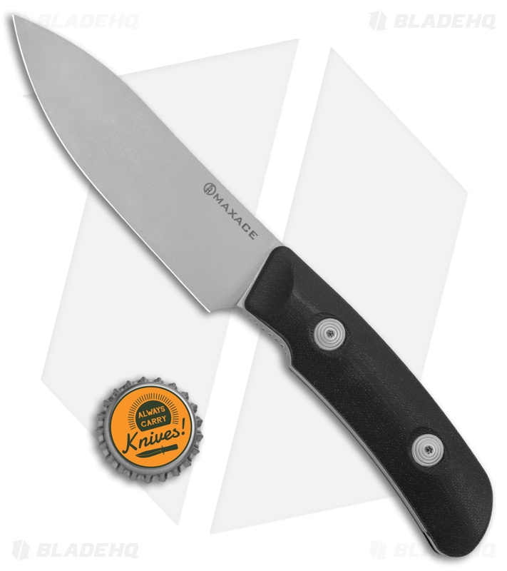 Maxace Baal Fixed Blade Knife Black G-10 No Guard (4.1" Stonewash)