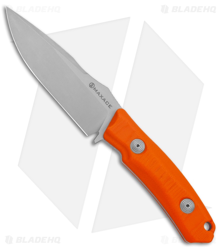 Maxace Baal Fixed Blade Knife Orange G-10 w/ Kydex Sheath (4.1" Stonewash)