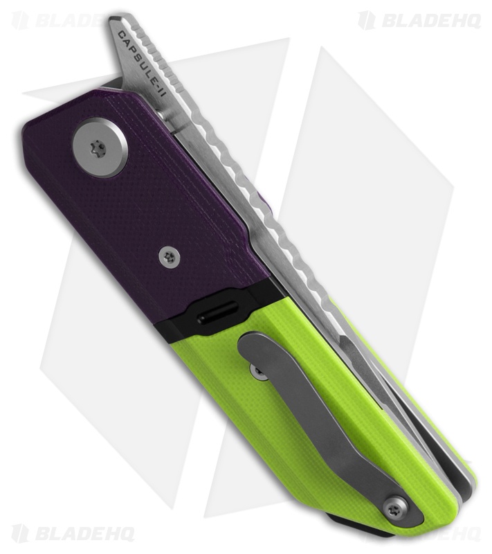 Maxace Knives Capsule II Knife | Green/Purple G-10 + Satin