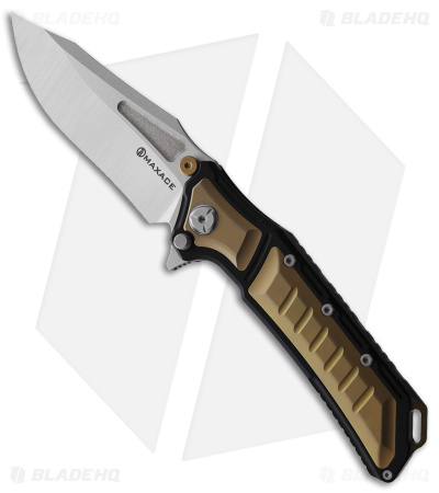 Maxace Hephaestus Frame Lock Knife Black/Gold Titanium (4" Satin)