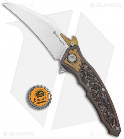 Maxace Red Queen III Frame Lock Flipper Knife Carbon Fiber/Titanium (4" Satin)