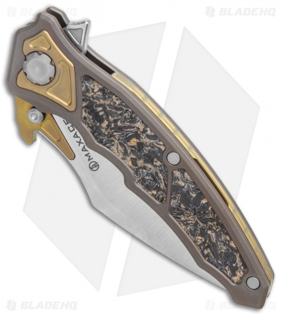 Maxace Red Queen III Frame Lock Flipper Knife Carbon Fiber/Titanium (4" Satin)