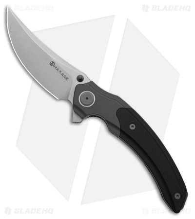 Maxace Rock Liner Lock Knife Black G-10 + Titanium (4" Stonewash M390) MRK01