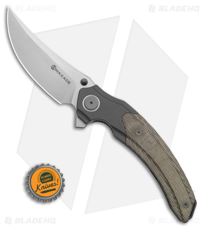 Maxace Rock Liner Lock Knife Tan Micarta + Titanium (4" Stonewash M390) MRK04