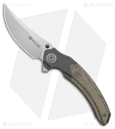 Maxace Rock Liner Lock Knife Tan Micarta + Titanium (4" Stonewash M390) MRK04