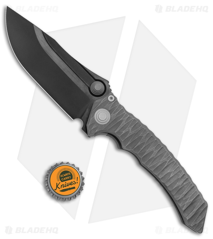 Maxace Knives Midnight Sandstorm Frame Lock Knife Textured Titanium (4.4" Black)