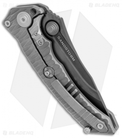 Maxace Knives Midnight Sandstorm Frame Lock Knife Textured Titanium (4.4" Black)