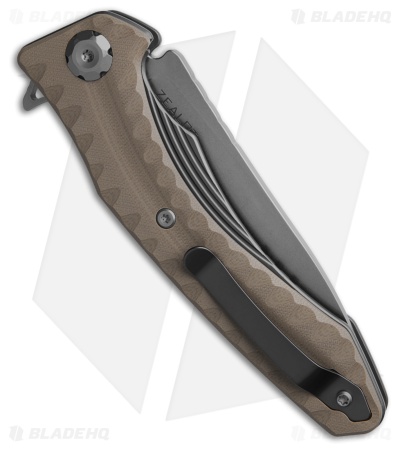 Maxace Knives Zealot 2 Liner Lock Knife Sculpted Tan G-10 (3.9" Stonewash)