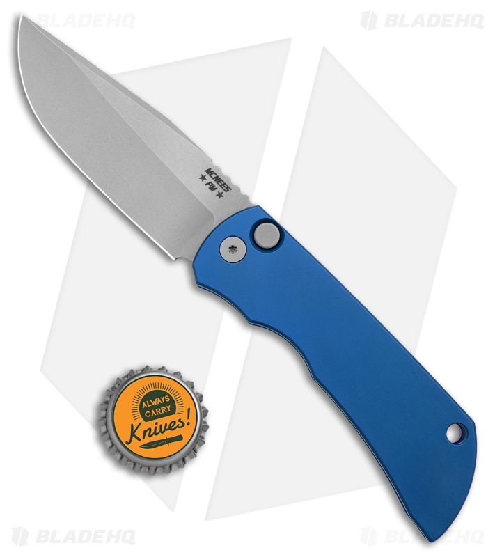 McNees Knives MAC2 AutoMac Knife Blue Aluminum (3.5" Stonewash MagnaCut)