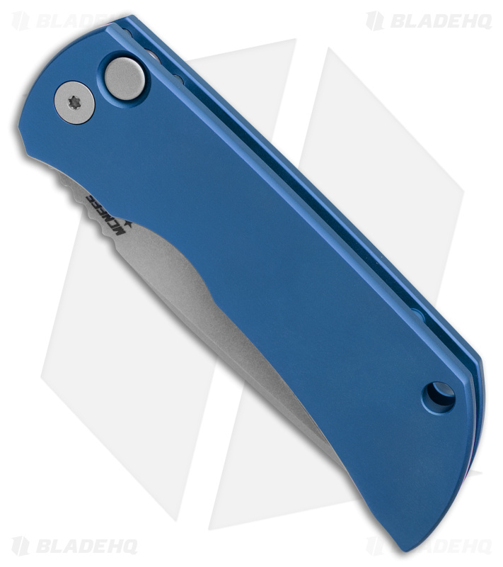 McNees Knives MAC2 AutoMac Knife Blue Aluminum (3.5" Stonewash MagnaCut)