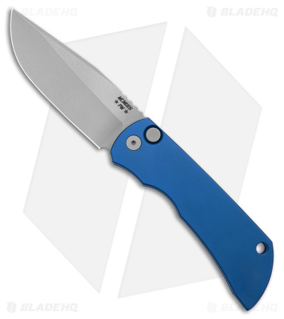 McNees Knives MAC2 AutoMac Knife Blue Aluminum (3.5" Stonewash MagnaCut)
