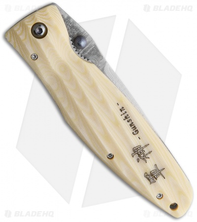 Mcusta Gunshin Liner Lock Knife Ivory Micarta (3.6" Damascus) MCU185D