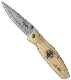 Mcusta Gunshin Liner Lock Knife Ivory Micarta (3.6" Damascus) MCU185D