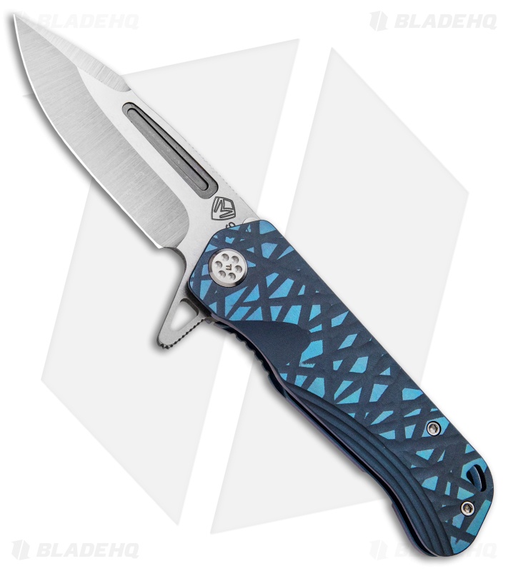 Medford Custom Proxima  Knife Sculpted "Thornbush" Blue Ti (3.8" Tumbled)
