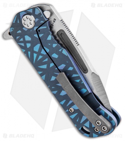 Medford Custom Proxima  Knife Sculpted "Thornbush" Blue Ti (3.8" Tumbled)