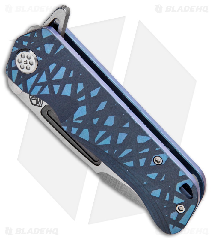 Medford Custom Proxima  Knife Sculpted "Thornbush" Blue Ti (3.8" Tumbled)