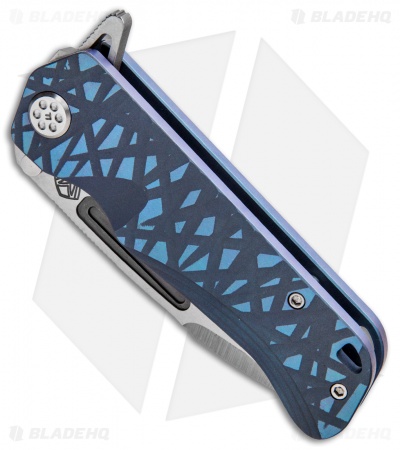 Medford Custom Proxima  Knife Sculpted "Thornbush" Blue Ti (3.8" Tumbled)