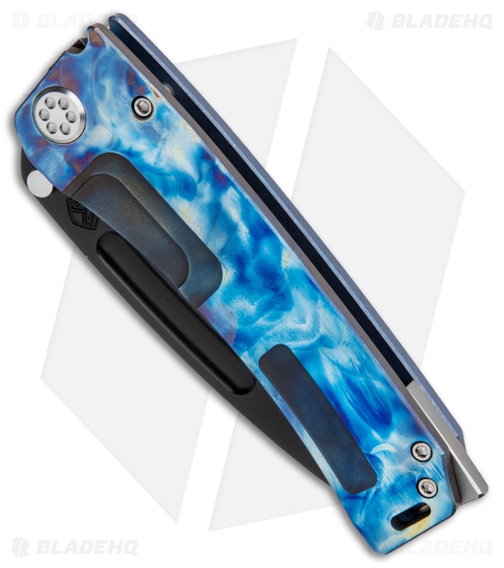 Medford Marauder-H Knife Polished Flame/Blue Ti (3.75" Black 3V) MKT