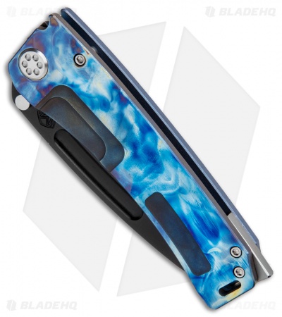 Medford Marauder-H Knife Polished Flame/Blue Ti (3.75" Black 3V) MKT