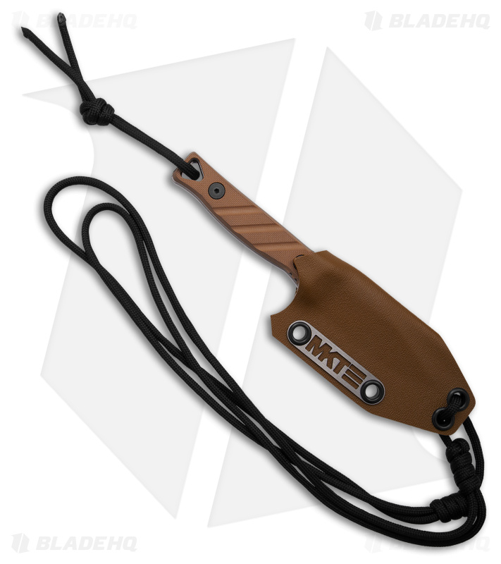 Medford Necromancer Fixed Blade Neck Knife Tan G-10 (2.5" Tumbled)
