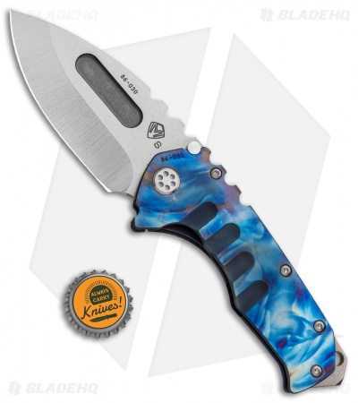 Medford Praetorian T Frame Lock Knife Custom Flame/Blue Ti (3.75" Tumbled) #28