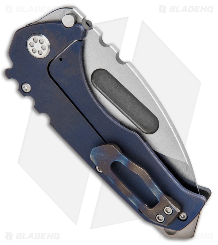 Medford Praetorian T Frame Lock Knife Custom Flame/Blue Ti (3.75" Tumbled) #28