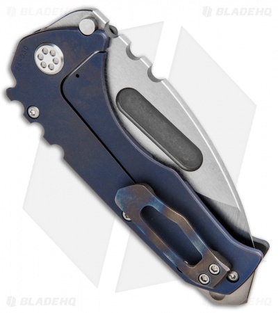 Medford Praetorian T Frame Lock Knife Custom Flame/Blue Ti (3.75" Tumbled) #28
