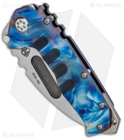Medford Praetorian T Frame Lock Knife Custom Flame/Blue Ti (3.75" Tumbled) #28