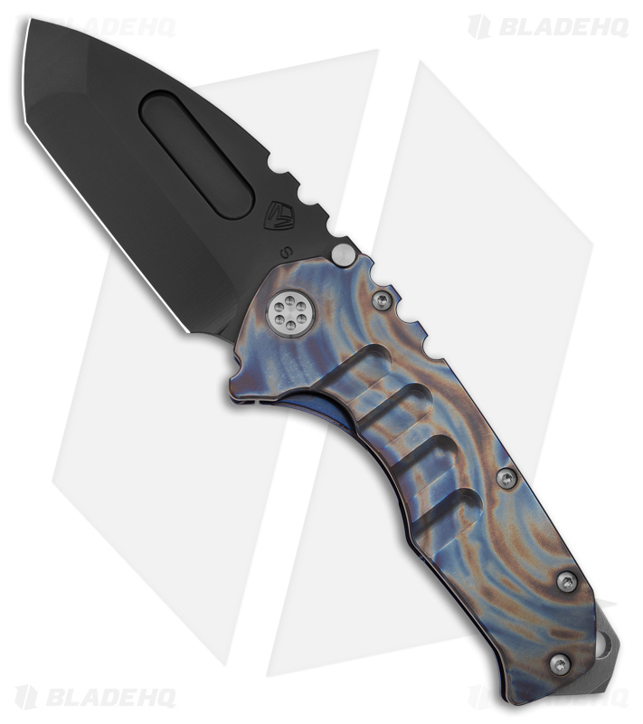 Medford Praetorian T Frame Lock Knife Custom Flame Ano Ti (3.75" Black S35VN)