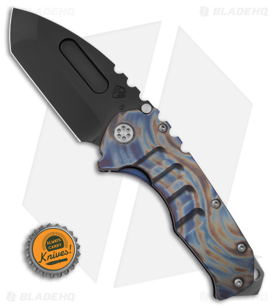 Medford Praetorian T Frame Lock Knife Custom Flame Ano Ti (3.75" Black S35VN)