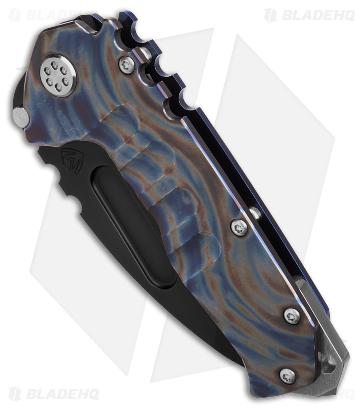 Medford Praetorian T Frame Lock Knife Custom Flame Ano Ti (3.75" Black S35VN)