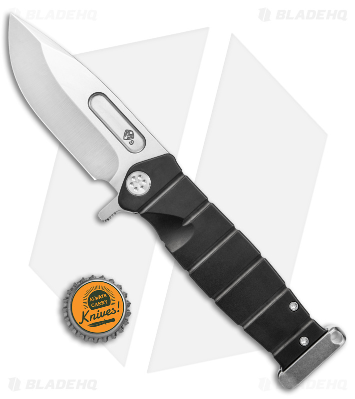 Medford USMC FF Flipper Knife | Black Ti + Satin - Blade HQ