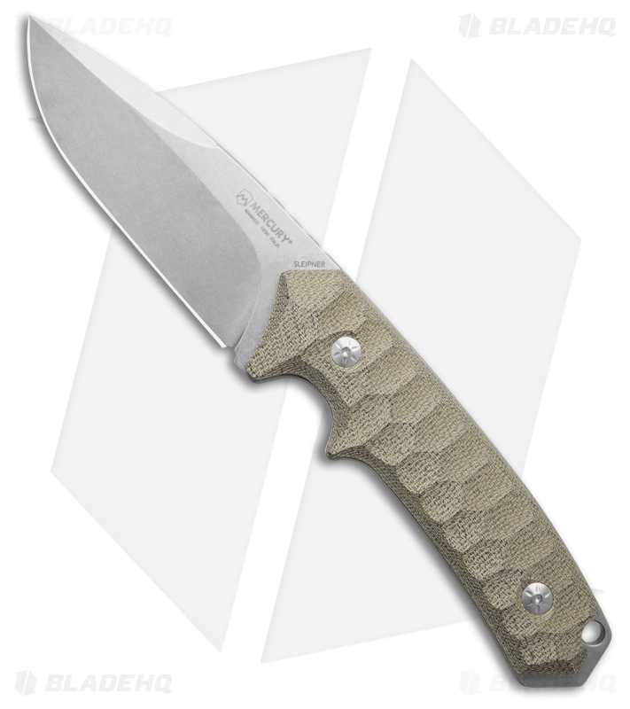 Mercury Ranger Fixed Blade Knife Green Canvas Micarta (3.9" SW) 