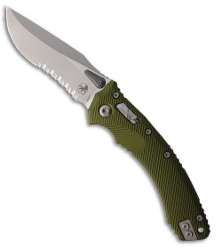Microtech Amphibian S/E Ram-Lok Knife Fluted Green G-10 (3.9" Stonewash Serr)