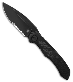 Microtech Anax S/E Frame Lock Knife Black Titanium/CF Inlay (3.8" Serrated DLC) 