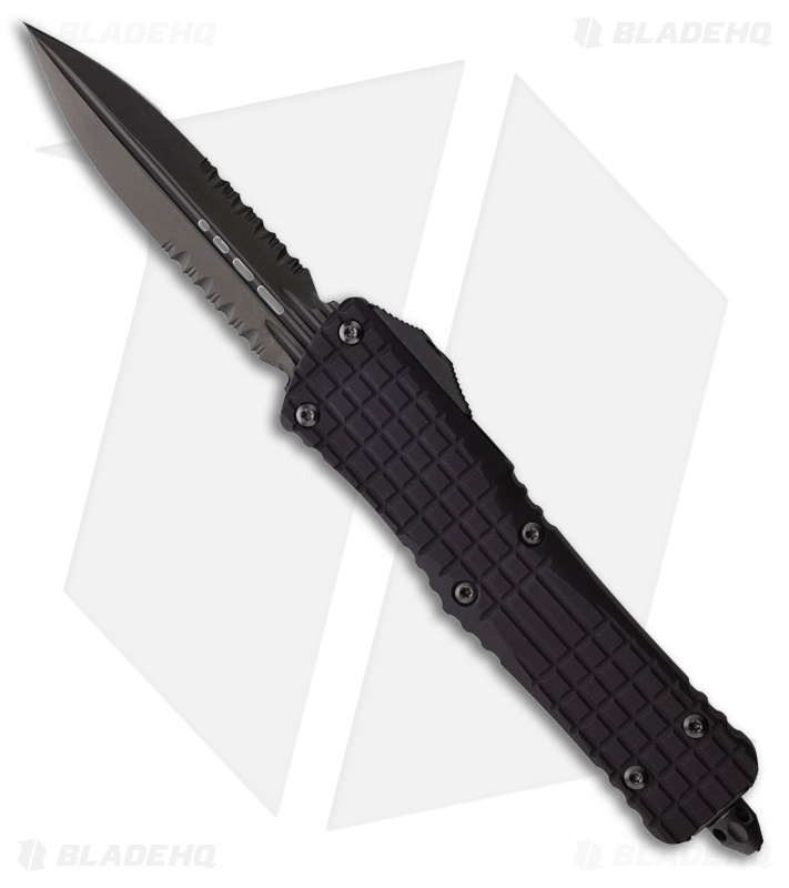 Microtech Combat Troodon D/E OTF Automatic Knife Black Frag Al (4" Black Serr)