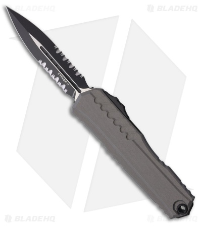 Microtech Cypher II D/E OTF Knife Natural Clear Aluminum (3.5" Black Serr)