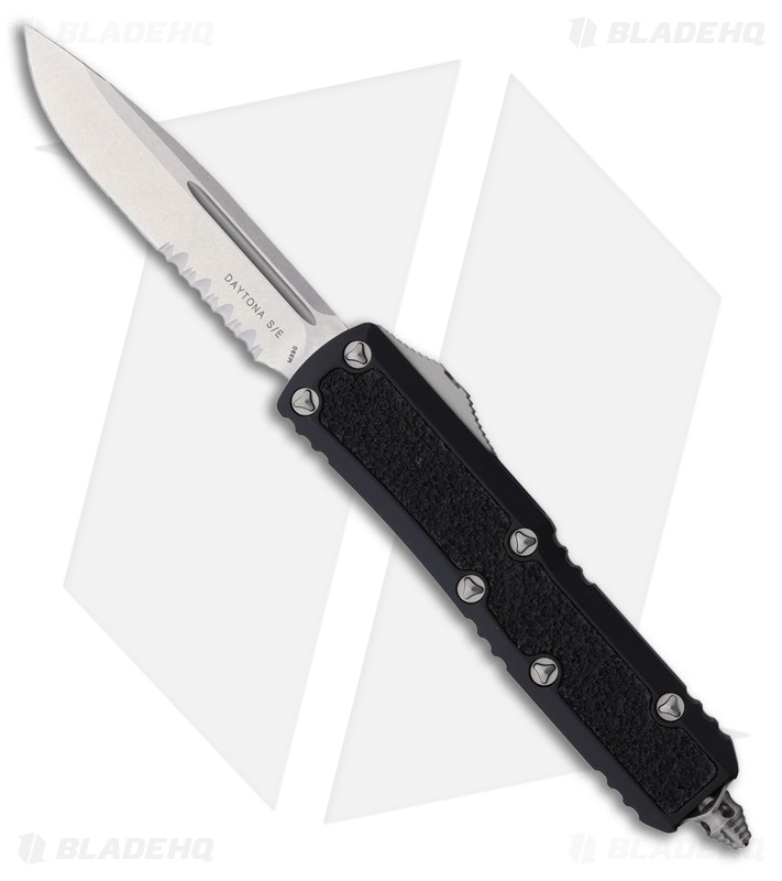 Microtech Daytona S/E OTF Automatic Knife Black Aluminum (3" Stonewash Serr)