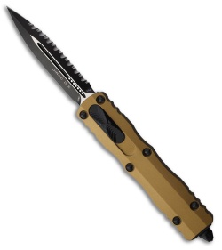 Microtech Dirac D/E OTF Automatic Knife Tan Aluminum (2.9" Black Full Serr)