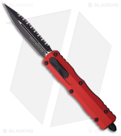 Microtech Dirac Delta D/E OTF Automatic Knife Red Al (3.75" Black Full Serr)